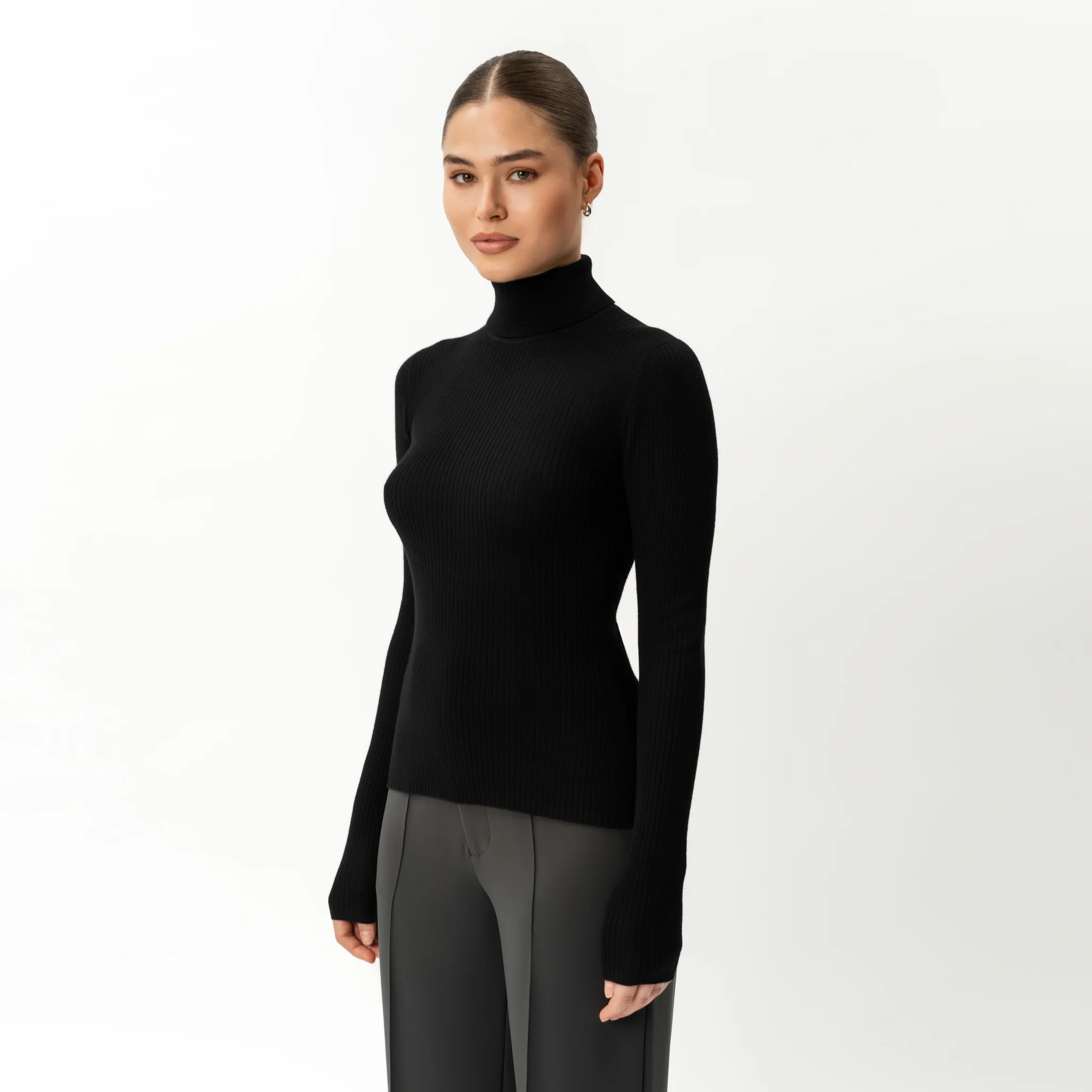 Merino Wool Ribbed Turtleneck - Image 3